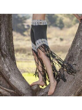 Jayli Tie Dye Fold Waist Boho Fringe Pants